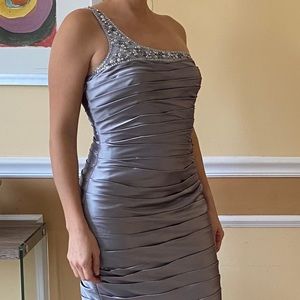 Adrianna Papell silver mini cocktail dress